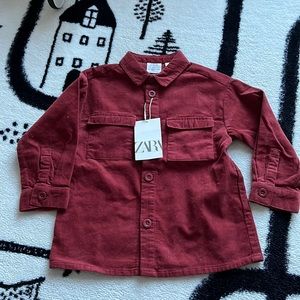 NWT Zara Button Down Corduroy Shirt